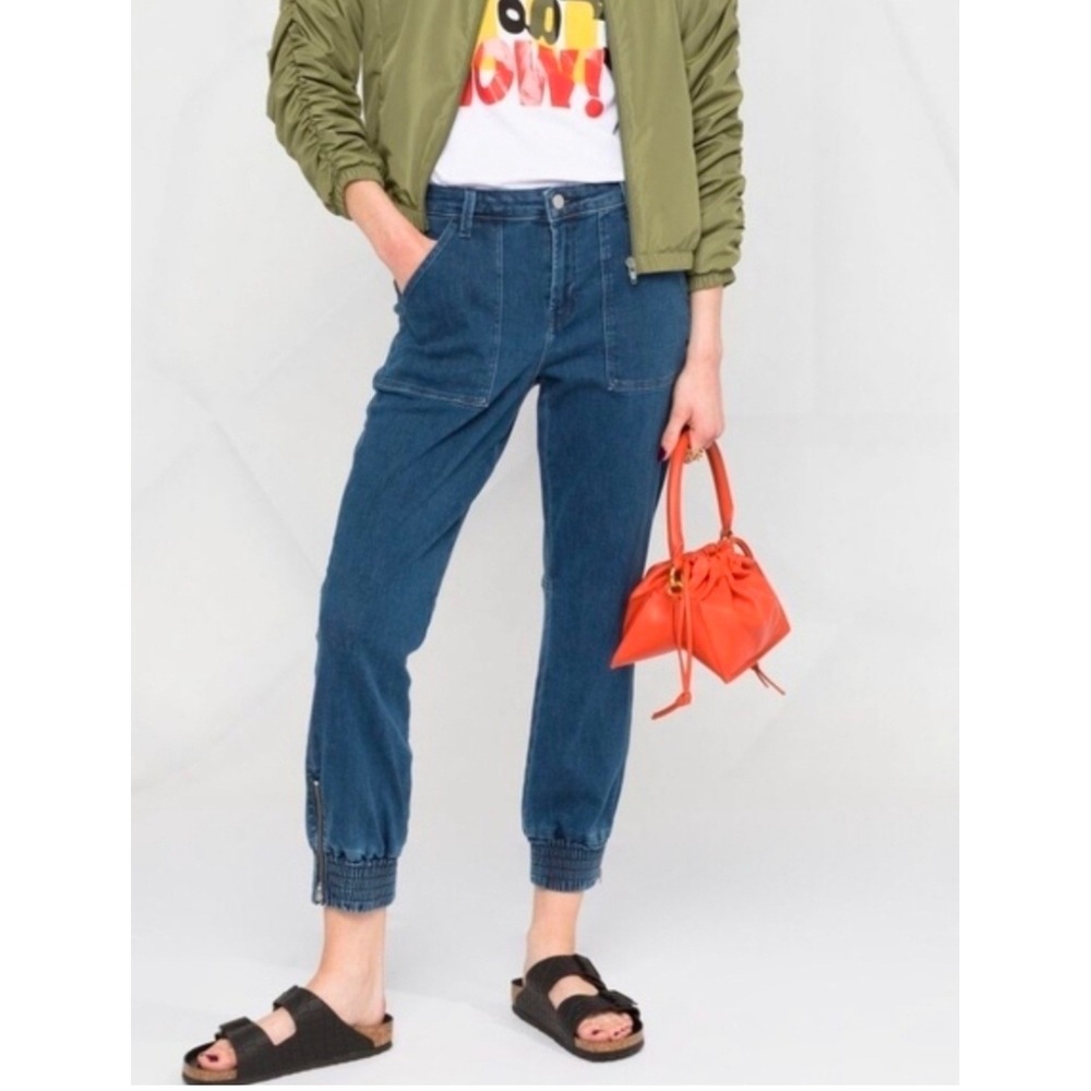 J Brand Arkin Zip Ankle Jogger Womens 27 Intrepid Blue Denim Utility Jeans